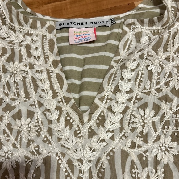 Gretchen Scoot embroidered side slit tunic top XXS - Picture 2 of 4